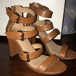 Brown leather heels